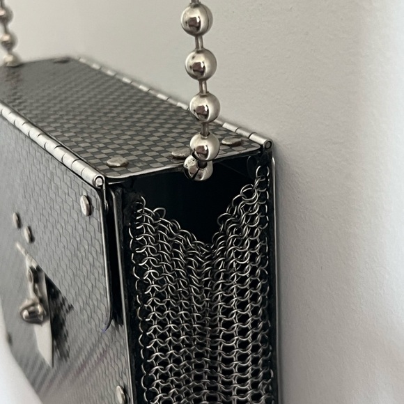 Wendy Stevens Metal & Leather Checkered Crossbody Bag - Picture 4 of 12